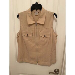 Apostrophe Womens SZ LARGE SOFT  Beige Sleeveless Vest 100% Tencel - Made In USA